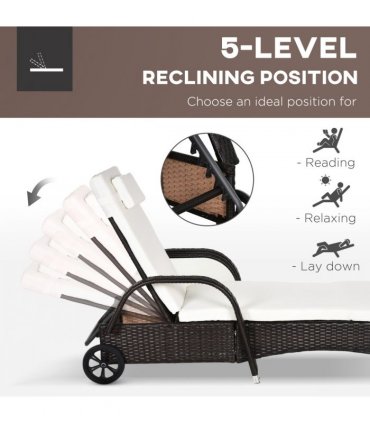 Rattan Recliner Lounger Set-Brown