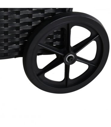 3 PCS Rattan Lounger Recliner Bed Garden Furniture Set w/ Side Table — Colour: Black