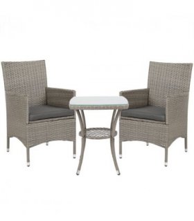 3pc Rattan Coffee Set-Grey