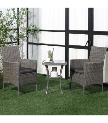 3pc Rattan Coffee Set-Grey