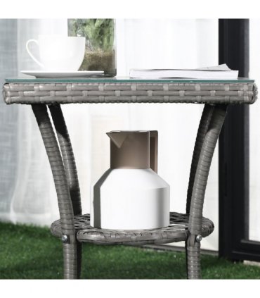 3pc Rattan Coffee Set-Grey
