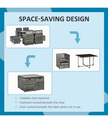 Rattan Furniture Set Wicker Weave Patio Dining Table Seat Mixed Grey