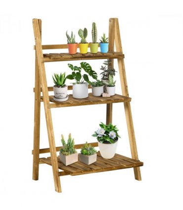 Flower Pot 3-Tier 60L x 37W x 93H cm-Fir Wood — Size: 60L x 37W x 93H (cm)