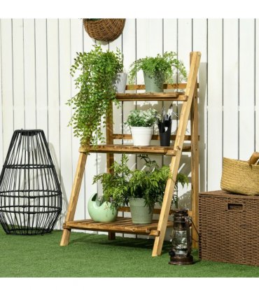 Flower Pot 3-Tier 60L x 37W x 93H cm-Fir Wood — Size: 60L x 37W x 93H (cm)