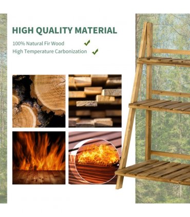 Flower Pot 3-Tier 60L x 37W x 93H cm-Fir Wood — Size: 60L x 37W x 93H (cm)