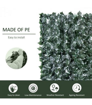 Artificial Leaf Screen Panel, 2.4x1 m-Dark Green — Size: 240cm x 100cm