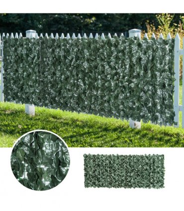 Artificial Leaf Screen Panel, 2.4x1 m-Dark Green — Size: 240cm x 100cm