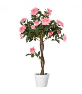 90cm/3FT Artificial Rose Tree Fake Decorative Plant 21 Flowers Pot Pink — Colour: Pink and Green