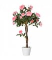 90cm/3FT Artificial Rose Tree Fake Decorative Plant 21 Flowers Pot Pink — Colour: Pink and Green