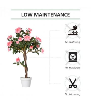 90cm/3FT Artificial Rose Tree Fake Decorative Plant 21 Flowers Pot Pink — Colour: Pink and Green