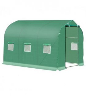 3 x 2 M Walk in Polytunnel Greenhouse Galvanised Steel w/ Zipped Door — Size: 2.95m x 1.95m x 1.96m