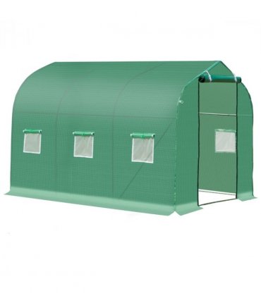 3 x 2 M Walk in Polytunnel Greenhouse Galvanised Steel w/ Zipped Door — Size: 2.95m x 1.95m x 1.96m