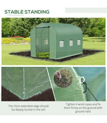 3 x 2 M Walk in Polytunnel Greenhouse Galvanised Steel w/ Zipped Door — Size: 2.95m x 1.95m x 1.96m