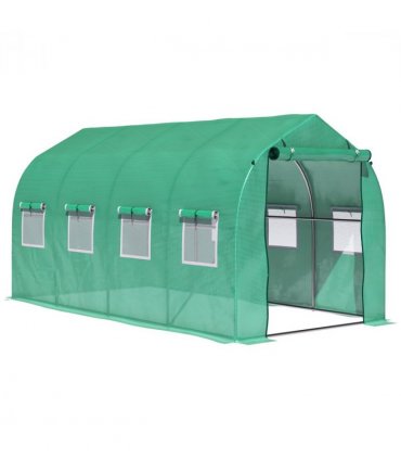 4 x 2 M Walk in Polytunnel Greenhouse Galvanised Steel w/ Zipped Door — Size: 3.95m x 1.95m x 2m