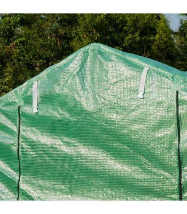 4 x 2 M Walk in Polytunnel Greenhouse Galvanised Steel w/ Zipped Door — Size: 3.95m x 1.95m x 2m