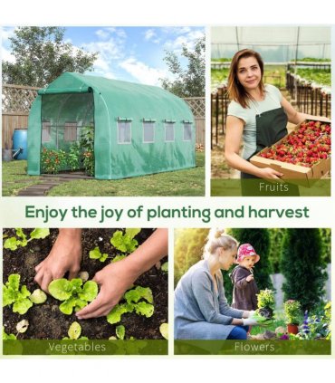 4 x 2 M Walk in Polytunnel Greenhouse Galvanised Steel w/ Zipped Door — Size: 3.95m x 1.95m x 2m