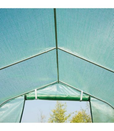 4 x 2 M Walk in Polytunnel Greenhouse Galvanised Steel w/ Zipped Door — Size: 3.95m x 1.95m x 2m