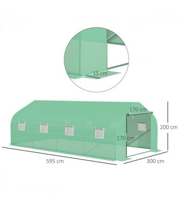 6 x 3M Walk in Polytunnel Greenhouse Large Outdoor Grow House w/ Door — Size: 6m x 3m x 2m