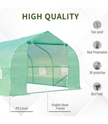 6 x 3M Walk in Polytunnel Greenhouse Large Outdoor Grow House w/ Door — Size: 6m x 3m x 2m