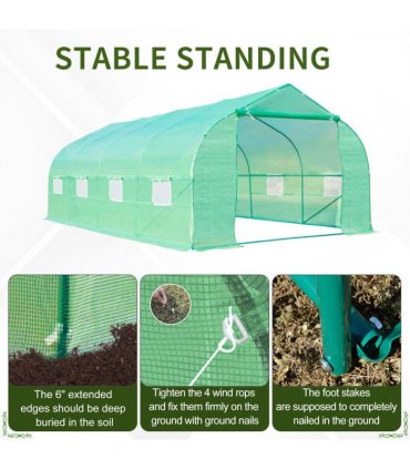 6 x 3M Walk in Polytunnel Greenhouse Large Outdoor Grow House w/ Door — Size: 6m x 3m x 2m