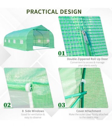 6 x 3M Walk in Polytunnel Greenhouse Large Outdoor Grow House w/ Door — Size: 6m x 3m x 2m