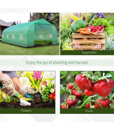 6 x 3M Walk in Polytunnel Greenhouse Large Outdoor Grow House w/ Door — Size: 6m x 3m x 2m