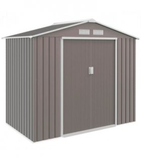 Garden Shed Storage Unit w/Locking Door Floor Foundation Vent Grey