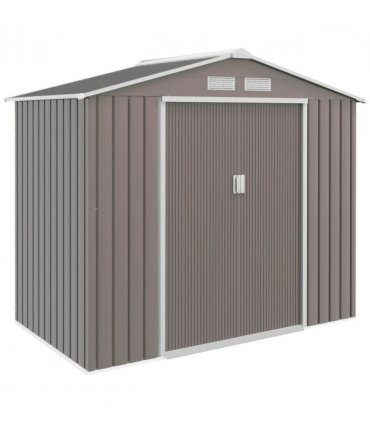 Garden Shed Storage Unit w/Locking Door Floor Foundation Vent Grey