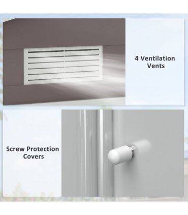 Garden Shed Storage Unit w/Locking Door Floor Foundation Vent Grey