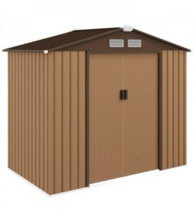 Garden Shed Storage Unit w/Locking Door Floor Foundation Vent Yellow