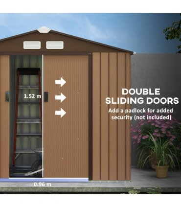 Garden Shed Storage Unit w/Locking Door Floor Foundation Vent Yellow