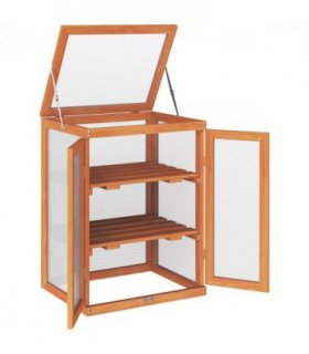 3-Tier Outdoor Garden Wooden Greenhouse, 58x44x78 cm — Size: 58cm x 44cm x 78cm