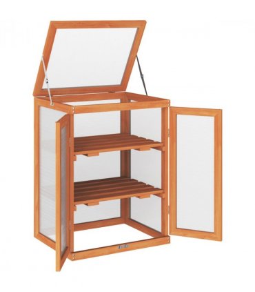 3-Tier Outdoor Garden Wooden Greenhouse, 58x44x78 cm — Size: 58cm x 44cm x 78cm