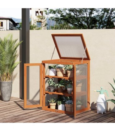 3-Tier Outdoor Garden Wooden Greenhouse, 58x44x78 cm — Size: 58cm x 44cm x 78cm