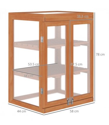 3-Tier Outdoor Garden Wooden Greenhouse, 58x44x78 cm — Size: 58cm x 44cm x 78cm