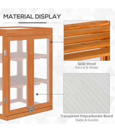 3-Tier Outdoor Garden Wooden Greenhouse, 58x44x78 cm — Size: 58cm x 44cm x 78cm