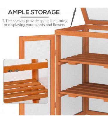 3-Tier Outdoor Garden Wooden Greenhouse, 58x44x78 cm — Size: 58cm x 44cm x 78cm