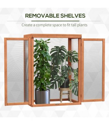 3-Tier Outdoor Garden Wooden Greenhouse, 58x44x78 cm — Size: 58cm x 44cm x 78cm