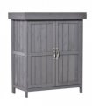 Wooden Garden Shed Double Door Tool Storage House, 74x43x88cm, Grey — Colour: Dark Grey