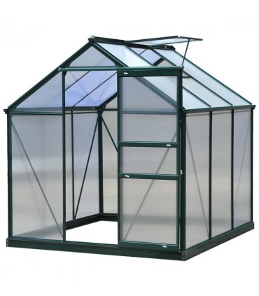 6x6ft Walk-In Polycarbonate Greenhouse Plant Grow Galvanized Aluminium — Size: 190cm x 192cm x 201cm