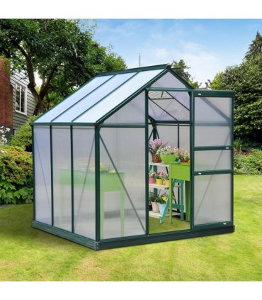 6x6ft Walk-In Polycarbonate Greenhouse Plant Grow Galvanized Aluminium — Size: 190cm x 192cm x 201cm