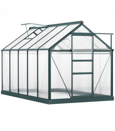 Outsunny 6x10ft Walk-In Polycarbonate Greenhouse Plant Grow Galvanized Aluminium — Size: 312cm x 190cm x 201cm