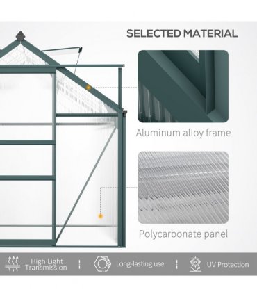 Outsunny 6x10ft Walk-In Polycarbonate Greenhouse Plant Grow Galvanized Aluminium — Size: 312cm x 190cm x 201cm
