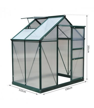 1.9x1.3x2 m Walk-In Mini Greenhouse-Dark Green Frame — Size: 190cm x 132cm x 201cm