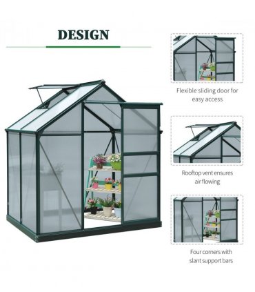 1.9x1.3x2 m Walk-In Mini Greenhouse-Dark Green Frame — Size: 190cm x 132cm x 201cm