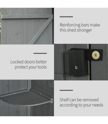 Wooden Garden Storage Shed Tool Storage Box, 77 x 54 x 179 cm, Grey