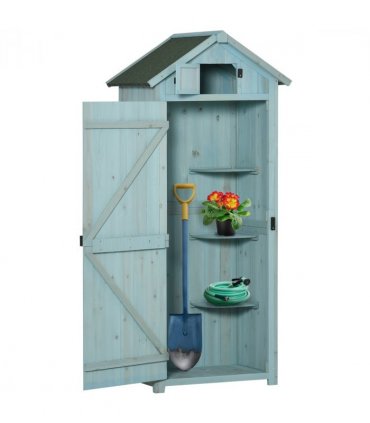 Wooden Garden Storage Shed Tool Storage Box, 77 x 54 x 179 cm, Blue