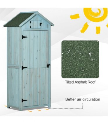 Wooden Garden Storage Shed Tool Storage Box, 77 x 54 x 179 cm, Blue