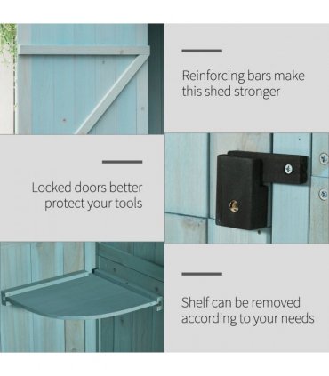 Wooden Garden Storage Shed Tool Storage Box, 77 x 54 x 179 cm, Blue