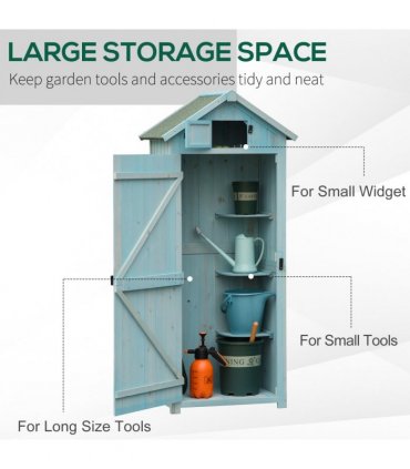 Wooden Garden Storage Shed Tool Storage Box, 77 x 54 x 179 cm, Blue